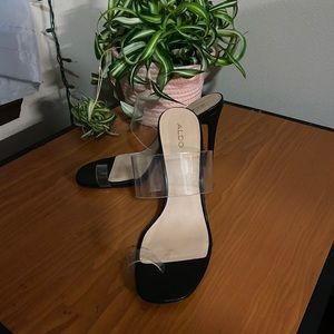 ALDO Black plastic heels Sz 9 Like new!